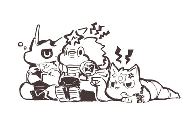 5_fingers angry anthro clothing controller crossed_legs emoji_description fangs fingers footwear gesture group half-closed_eyes hand_gesture holding_controller holding_object male narrowed_eyes open_mouth pointing simple_background sitting sleeping teeth trio white_background moesouna_gomi mythology faith_(moesouna_gomi) ringula shiva_osuka arthropod domestic_cat dragon felid feline felis insect lepidopteran mammal moth mythological_creature mythological_scalie scalie 2025 monochrome