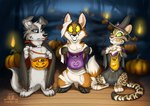 ambiguous_gender candy canid canine canis clothing conditional_dnp costume dessert domestic_dog felid feline food fox fruit group halloween holidays leopardus mammal ocelot plant pumpkin red_fox tani_da_real true_fox