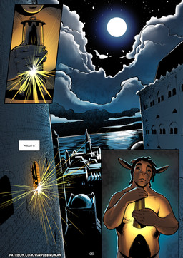 5_fingers anthro architecture bed black_hair brown_body city cityscape clothed clothing curly_hair detailed_background dialogue fingers flashback furniture hair holding_lantern holding_object lamp landscape lantern light looking_out_window looking_up male male_anthro moon moonlight night outside_view scenery sea sheep_horns smile solo speech_box speech_bubble standing text toned_male toned_muscles topless topless_anthro topless_male water purplebirdman roshim_(purplebirdman) bovid caprine mammal sheep 2023 better_version_at_paywall colored comic detailed digital_drawing_(artwork) digital_media_(artwork) english_text multiple_scenes shaded url
