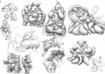 anthro big_breasts breasts duo female huge_breasts slightly_chubby solo gittigiti nintendo pokemon aggron bisharp blaziken floatzel generation_1_pokemon generation_2_pokemon generation_3_pokemon generation_4_pokemon generation_5_pokemon lapras nidoqueen pokemon_(species) tropius typhlosion monochrome