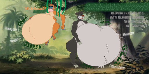 4_hands abdominal_bulge ambiguous_gender ambiguous_prey anthro anthro_pred arm_tuft belly belly_overhang belly_tuft bent_legs big_belly blorp breasts bulge burping burping_while_talking cheek_tuft chest_tuft claws digestion digestion_noises duo elbow_tuft exposed_belly exposed_chest eyebrows facial_tuft fangs featureless_breasts featureless_moobs feral feral_pred finger_claws forest fur glorp grey_body grey_fur grey_skin groan groaning_belly growling hair hand_feet hanging_belly hanging_from_vine head_tuft huge_belly jungle jungle_background knee_tuft leg_tuft male male/ambiguous male_anthro male_feral male_pred moobs muffled muffled_scream muffled_screaming muffled_sounds muffled_speech multi_hand multiple_pred multiple_prey navel navel_tuft obese obese_anthro obese_male orange_body orange_fur orange_hair overweight overweight_anthro overweight_male paws plant rumbling_stomach same_size_vore shoulder_tuft slorsh slosh sloshing_belly teeth text thigh_tuft toe_claws tree tuft underbelly unseen_prey vines vore willing_pred mandro22 disney the_jungle_book baloo king_louie ape bear haplorhine mammal orangutan primate sloth_bear ursine absurd_res english_text hi_res