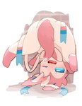 2km0bsrmyfksgvc ambiguous_gender ass_up blue_sclera blush bow_(anatomy) breath digitigrade eeveelution embarrassed fangs feral generation_6_pokemon hi_res legs_up markings multicolored_body nintendo one_eye_closed open_mouth pink_markings pokemon pokemon_(species) quadruped ribbons_(anatomy) simple_background skin_fang solo spread_legs spreading sylveon tagme teeth upside_down white_background white_body white_eyes
