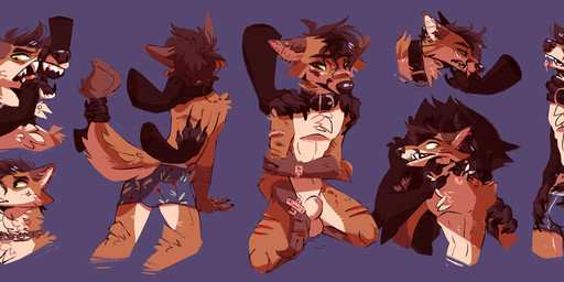 animal_genitalia anthro bandage bite bite_mark boxer_briefs brown_hair bulge claw_marks clawing claws clothing collar disembodied_hand dominant duo ear_piercing fully_sheathed fur genitals green_eyes hair inner_ear_fluff kneeling male nude piercing scratches sheath simple_background slim solo_focus standing submissive submissive_male tail tail_grab tan_body tan_fur tuft underwear tinywag mythology canid canine canis mammal mythological_canine mythological_creature werecanid werecanine werecreature werewolf wolf 2018