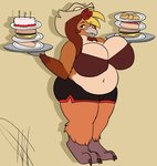 3_toes anthro avian_feet beak belly big_belly big_breasts biped black_claws blonde_hair blue_eyes bottomwear bra breasts brown_body brown_feathers brown_hair burger cake claws cleavage clothed clothing cowboy_hat curvy_figure dessert digitigrade eyelashes feathers feet female food front_view grey_background grey_beak grey_tongue hair hat headgear headwear holding_object holding_plate hot_dog hotpants huge_breasts looking_at_viewer midriff multicolored_hair navel non-mammal_breasts overweight overweight_anthro overweight_female scutes shorts simple_background skimpy solo standing tan_body tan_feathers thick_thighs toe_claws toes tongue tongue_out underwear voluptuous wide_hips thelildino ysabelle_kentuck avian bird chicken galliform gallus_(genus) phasianid 2018 absurd_res digital_media_(artwork) flat_colors hi_res