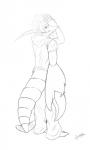 2_toes 5_fingers antennae_(anatomy) anthro barbel_(anatomy) barefoot biped bottomwear claws clothed clothing exoskeleton feet fingers flesh_whiskers frown hair half-closed_eyes hand_on_face hoodie long_tail looking_back male narrowed_eyes pants raised_arm rear_view short_hair simple_background snout solo spikes standing tail toes topwear unimpressed white_background hukyo arthropod crustacean marine pistol_shrimp shrimp 2015 3:5 black_and_white full-length_portrait hi_res monochrome portrait signature traditional_media_(artwork)