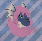 anthro blue_body female green_eyes hair pink_hair solo kium_(artist) mythology rizz dragon fish hybrid marine mythological_creature mythological_scalie scalie shark bust_portrait headshot_portrait icon portrait