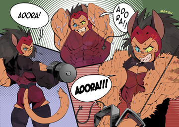 3_panel_comic abs anthro biceps big_muscles bodily_fluids clothed clothing cross-popping_vein dialogue exercise female flat_chested heterochromia huge_muscles muscular muscular_anthro muscular_arms muscular_female solo sweat tail text workout workout_equipment redflag98 masters_of_the_universe mattel netflix she-ra_(copyright) she-ra_and_the_princesses_of_power catra_(spop) animal_humanoid cat_humanoid felid felid_humanoid feline feline_humanoid humanoid mammal mammal_humanoid comic hi_res