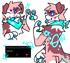 anthro blep blue_eyes blue_mouth blue_pawpads blue_tongue brown_body brown_fur fur gesture hand_gesture head_tuft humanoid_hands male multicolored_body multicolored_fur one_eye_closed open_mouth orange_body orange_fur pawpads red_body red_fur simple_background solo text tongue tongue_out tuft v_sign white_background white_body white_fur wink ir0sucks kaiju_paradise twitter canid canine canis domestic_dog gootraxian mammal saturn_(kaiju_paradise) 2025 digital_drawing_(artwork) digital_media_(artwork) english_text