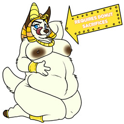 anthro blue_eyes bracelet breasts egyptian female jewelry mature_anthro mature_female necklace nipples nude obese obese_anthro obese_female overweight overweight_anthro overweight_female solo tail herro muzz dripdry anubian_jackal canid canine canis jackal mammal source_request