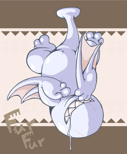 ambiguous_anthro ambiguous_gender anthro belly bodily_fluids chibi drooling eyeless featureless_crotch front_view grin hanging_by_tail membrane_(anatomy) membranous_wings plantigrade saliva semi-anthro sharp_teeth smile solo suction tail teeth text upside_down winged_arms wings mukomizu capcom monster_hunter flying_wyvern khezu 2013 full-length_portrait portrait species_name
