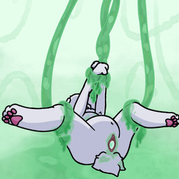 abdominal_bulge anthro arms_tied bodily_fluids bound clitoris covered_in_slime cum cum_in_vagina cum_inside egg egg_in_vagina egg_inflation female floppy_ears genital_fluids genitals green_slime green_tentacles legs_tied lying nude on_back oviposition restrained restrained_by_tentacles slime slime_tentacle solo tentacles white_body lunatic_cultist_(artist) canid canine goo_creature humanoid mammal 1:1 animated no_sound short_playtime video