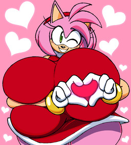 accessory anthro big_breasts black_nose blush blush_lines breast_squish breasts clothing countershading dress eyelashes female fur gesture green_eyes grin hair hand_on_breast head_tuft headband heart_gesture holidays huge_breasts hyper hyper_breasts looking_at_viewer one_eye_closed oppai_heart pink_body pink_ears pink_fur pink_hair pupils red_clothing red_dress red_headband smile squish tan_body tan_countershading tan_inner_ear thick_thighs tuft wide_hips wink winking_at_viewer colacoot sega sonic_the_hedgehog_(series) valentine's_day amy_rose eulipotyphlan hedgehog mammal 2026
