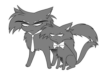 alternate_species bow_tie duo feral feralized male multi_eye necktie simple_background white_background enaic31 hazbin_hotel hellaverse arackniss_(hazbin_hotel) henroin_(hazbin_hotel) domestic_cat felid feline felis mammal hi_res monochrome father_(lore) father_and_child_(lore) father_and_son_(lore) parent_(lore) parent_and_child_(lore) parent_and_son_(lore) son_(lore)