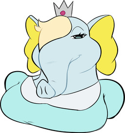 anthro blonde_hair blue_clothing blue_dress clothing crown dress female grey_body hair headgear looking_at_viewer proboscis_(anatomy) simple_background solo trunk_(anatomy) white_background yellow_inner_ear it_doodles mario_bros nintendo super_mario_galaxy elephant_rosalina rosalina_(mario) elephant elephantid mammal proboscidean 2026 digital_drawing_(artwork) digital_media_(artwork) english_description headshot_portrait hi_res portrait
