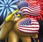 american_flag anthro belly big_belly breasts eyewear female fireworks genitals gesture huge_belly hyper hyper_pregnancy pregnant pregnant_anthro pregnant_female pussy salute solo sunglasses united_states_of_america undyingwolf friendship_is_magic hasbro my_little_pony mythology gilda_(mlp) avian gryphon mythological_avian mythological_creature