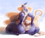 anthro big_breasts big_butt breasts butt female hair hand_on_butt horn huge_breasts huge_butt looking_at_viewer purple_body red_eyes solo tail thick_thighs white_hair patacon mythology celeste_(othinus) deity dragon mythological_creature mythological_scalie scalie 2020 absurd_res hi_res