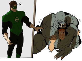 abs anal anal_penetration anthro anthro_dominating_human anthro_penetrating anthro_penetrating_human balls big_dom_small_sub big_muscles big_pecs bodily_fluids bound butt butt_grab clenched_teeth dominant dominant_anthro dominant_male duo erection from_behind_position genitals glowing glowing_markings grey_body hair hand_on_butt holding_arms holding_partner human_on_anthro human_penetrated interspecies larger_anthro larger_male long_tongue looking_pleasured male male/male male_penetrated male_penetrating male_penetrating_male markings muscular muscular_anthro muscular_human muscular_male nipples nude pecs penetration penile penile_penetration penis penis_in_ass red_hair rough_sex sex size_difference smaller_human smaller_male smaller_penetrated submissive submissive_human submissive_male sweat tan_body tan_skin teeth tongue tongue_out tusks walk-in xenophilia zholuis green_lantern_(series) arkillo guy_gardner hal_jordan human mammal vornian hi_res