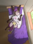 anthro bed bed_sheet bedding bedroom blanket bottomwear bow_panties bow_underwear bra bra_strap brown_body brown_fur childish_panties childish_underwear clothed clothing colored_edge_panties colored_edge_underwear dipstick_tail female frilly frilly_bra frilly_clothing frilly_underwear fur furniture hair heart_clothing heart_panties heart_pattern heart_pattern_panties heart_pattern_underwear heart_shirt heart_symbol heart_t-shirt heart_topwear heart_underwear inside lace_panties lace_underwear leg_out lying markings panties pattern_bottomwear pattern_clothing pattern_panties pattern_underwear pawpads pillow pink_clothing pink_panties pink_underwear plant purple_body purple_fur purple_hair shirt shrub sleeping solo sparkling_panties sparkling_underwear striped_bottomwear striped_clothing striped_panties striped_underwear stripes t-shirt tail tail_markings tan_body tan_fur topwear underwear white_clothing white_shirt white_t-shirt white_topwear window window_sill yellow_clothing yellow_panties yellow_underwear young young_anthro young_female ponponthebonbon kufky_(character) canid canine fennec_fox fox hybrid mammal true_fox 2025 3:4 digital_drawing_(artwork) digital_media_(artwork) hi_res