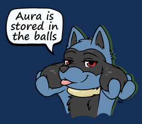 ambiguous_gender anthro blep caressing collar dialogue humor looking_at_viewer red_eyes solo text tongue tongue_out zaigane nintendo pokemon generation_4_pokemon pokemon_(species) riolu alpha_channel english_text meme