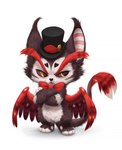 accessory anthro black_sclera bow_tie clothing crossed_arms daww eyebrows fluffy hat headgear headwear male solo thick_eyebrows top_hat wings silverfox5213 hazbin_hotel husk_(hazbin_hotel) domestic_cat felid feline felis mammal