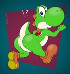 ambiguous_gender butt clothing featureless_crotch footwear green_body looking_at_viewer looking_back looking_back_at_viewer multicolored_body raised_tail shell shoes smile solo tail two_tone_body white_body gavanzude mario_bros nintendo yoshi alternate_version_at_paywall hi_res