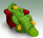 2_toes abdominal_bulge areola balls beak belly belly_overhang big_balls big_nipples big_penis chair feet foreskin fur furniture genitals green_body green_fur hand_on_head huge_balls huge_penis humanoid_genitalia humanoid_penis hyper hyper_balls hyper_genitalia hyper_penis looking_at_viewer male moobs navel nipple_outline nipples non-mammal_balls non-mammal_nipples on_chair overweight overweight_male penis retracted_foreskin simple_background sitting sitting_on_chair smile smiling_at_viewer smirk smirking_at_viewer solo toes toony vermonttheseagull disney the_three_caballeros jose_carioca avian bird absurd_res hi_res