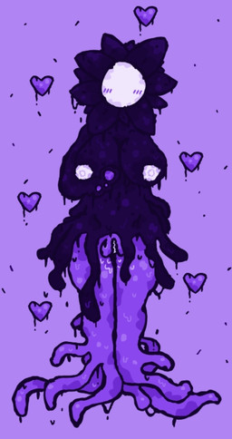 blush blush_lines bodily_fluids breasts crossgender female flower genitals heart_symbol navel nipples nude plant purple_background simple_background solo sweat sweatdrop vulva white_nipples delzeta rain_world videocult the_prince_(rain_world) humanoid hi_res
