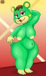 anthro big_breasts bodily_fluids breasts female genitals hair nipples pussy short_stack slightly_chubby solo sweat thick_thighs wide_hips flowerfondler animal_crossing nintendo charlise_(animal_crossing) bear mammal