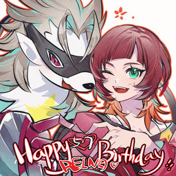 anthro blush cheek_to_cheek cybernetics duo female fur gesture grey_body grey_fur hair heart_gesture heart_symbol machine mask mechanical_arm one_eye_closed red_eyes red_hair smile wink lanllan bandai_namco digimon digimon_beatbreak reina_sakuya cyborg digimon_(species) human mammal wolvermon 1:1