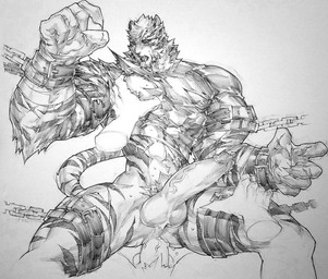 anal anal_penetration anthro balls blush bodily_fluids bound chain chained disembodied_hand duo eyes_closed genitals humanoid_genitalia humanoid_penis male male/male muscular muscular_male nipples pecs penetration penis saliva sex solo_focus vein veiny_penis kangnotrier arknights hypergryph studio_montagne mountain_(arknights) felid mammal pantherine tiger hi_res monochrome