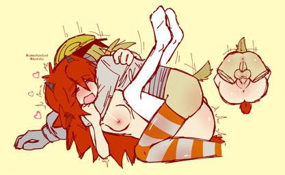anus arm_around_neck balls bodily_fluids breasts brown_horn butt butt_size_difference clothed clothing duo feet female female_penetrated from_front_position genital_fluids genitals hair heart_symbol horn humanoid_on_humanoid humanoid_penetrated humanoid_penetrating humanoid_penetrating_humanoid intraspecies legwear legwear_only long_hair male male/female male_penetrating male_penetrating_female mating_press mostly_nude multiple_angles nipples open_mouth open_smile orange_clothing orange_legwear orange_thigh_highs penetration perineum red_hair red_tail saliva sculpture sex shirt smile statue sweat tail thigh_highs thigh_highs_only topwear vaginal vaginal_fluids vaginal_penetration vulva white_clothing white_legwear white_shirt white_thigh_highs white_topwear x_anus cameohasdied castle_of_nations law_of_talos karl_(unknown_person) rachel_(unknown_person) animal_humanoid animate_inanimate bovid bovid_humanoid caprine caprine_humanoid humanoid living_statue mammal mammal_humanoid sheep_humanoid digital_media_(artwork) hi_res