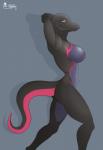 anthro anthrofied big_breasts breasts fantasy female moon nipples non-mammal_breasts non-mammal_nipples nude simple_background slim solo thick_thighs yiffler nintendo pokemon generation_7_pokemon lizard pokemon_(species) reptile salazzle scalie absurd_res digital_media_(artwork) hi_res