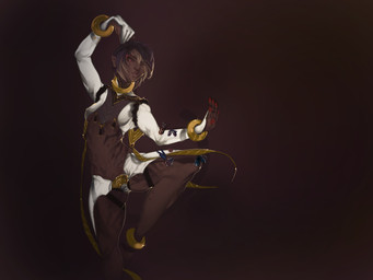 anthro dark_body dark_skin female hair simple_background solo unknown_artist haplorhine mammal monkey primate 4:3 source_request