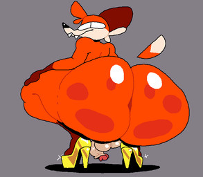 anthro balls big_butt black_nose bottom_heavy brown_body brown_ears brown_markings brown_skin butt cheek_tuft clothing crouching cute_fangs darkened_balls darkened_genitalia darkened_penis dipstick_tail disembodied_tail facial_tuft fangs footwear footwear_only fur genital_raphe genitals glans glistening glistening_butt glistening_clothing glistening_footwear glistening_high_heels glistening_shoes gloves_(marking) golden_high_heels grey_background half-erect hand_on_leg hand_on_thigh head_tuft high_heels huge_butt huge_thighs humanoid_genitalia humanoid_penis hyper hyper_butt leg_markings light male markings mostly_nude multicolored_body multicolored_skin nude orange_body orange_fur orange_skin orange_tail penis pink_glans pose pupils raphe_(anatomy) scrotal_raphe shoes shoes_only simple_background slit_pupils smile snout socks_(marking) solo spots spotted_body spotted_butt tail tail_markings tan_balls tan_penis teeth thick_thighs tuft two_tone_tail white_sclera white_tail_tip wide_hips yellow_clothing yellow_footwear yellow_high_heels superiorfox soups_(superiorfox) canid canine canis fox mammal red_fox true_fox colored digital_drawing_(artwork) digital_media_(artwork) flat_colors lighting shaded simple_shading
