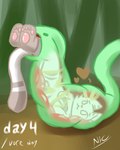 4:5 almost_fully_inside ambiguous_gender ambiguous_pred anthro domestic_cat felid feline felis feral feral_pred head_first hi_res male mammal niko_(nikoransfw) nikoransfw non_fatal_vore oral_vore reptile safe_vore scalie simple_background snake solo tail_outside_mouth toony vore willing_prey