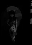 2024 anthro black_and_white breasts canid canine canis carol_(hladilnik) domestic_dog female fur ghost hair hi_res hladilnik mammal medium_breasts monochrome nude nude_anthro nude_female scar scars_all_over smile solo spirit standing