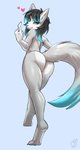 anthro beckoning biped butt butt_pose digitigrade female gesture heart_symbol looking_back low-angle_view nude pose rear_view solo kittellox_(artist) canid canine canis mammal wolf