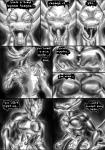 clothing comic demon dragmon dragon erection genitals greyscale jackie_chan_adventures male monochrome muscular muscular_male mythological_creature mythological_scalie mythology nipples pecs penis scalie shendu solo suit transformation