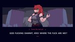 angry anthro dialogue female humor profanity solo style_emulation text sskomu_(artist) deltarune helltaker kris_where_are_we undertale_(series) susie_(deltarune) lizard reptile scalie 2021 english_text meme