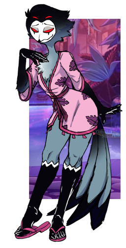 5_toes anthro clothing feet femboy footwear humanoid_feet male plantigrade robe sandals shoes solo toes zimakum hellaverse helluva_boss stolas_(helluva_boss) avian bird demon owl absurd_res colored_sketch hi_res sketch