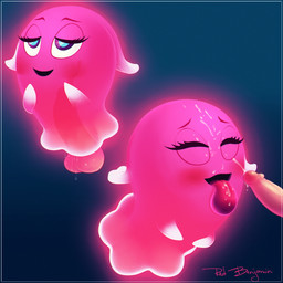 ambiguous_penetration blush bodily_fluids cum cum_on_face cum_on_tongue duo eyes_closed female female_penetrated genital_fluids genitals looking_pleasured male male/female male_penetrating male_penetrating_female narrowed_eyes not_furry open_mouth orgasm penetration penis sex simple_background tongue tongue_out sirredbenjamin bandai_namco pac-man_(series) pac-man_and_the_ghostly_adventures pinky_(pac-man) ghost human mammal spirit 1:1 hi_res