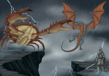 ambiguous_gender armor electricity feral group holding_melee_weapon holding_object holding_sword holding_weapon knight lightning long_neck male male/male melee_weapon raining storm sword tail warrior weapon shadowfury european_mythology mythology arthropod crab crustacean decapod dragon human malacostracan mammal mythological_creature mythological_scalie scalie western_dragon wyvern absurd_res hi_res