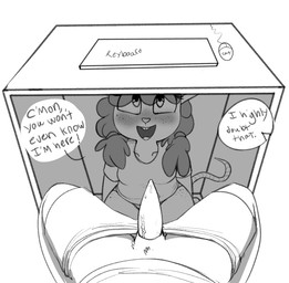 anatomically_correct anatomically_correct_genitalia anatomically_correct_penis animal_genitalia animal_penis anthro blush bodily_fluids clothing desk dialogue duo erection feline_genitalia feline_penis female first_person_view freckles furniture genital_fluids genitals imminent_fellatio imminent_oral male male_pov panties penis precum sex sheath sheathed_tapering_penis slightly_chubby smile stealth_sex table tapering_penis text under_table underwear mcsweezy felid mammal mouse murid murine rodent digital_drawing_(artwork) digital_media_(artwork) english_text monochrome