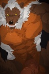 abs anthro balls belly biceps big_muscles big_penis biped black_background bodily_fluids body_hair brown_body brown_fur brown_nose chest_hair clenched_teeth erection fangs front_view fur genitals huge_muscles huge_penis humanoid_genitalia humanoid_penis looking_at_viewer male muscular muscular_anthro muscular_male nipples nude pecs penis pose pubes saliva simple_background solo standing teeth thick_penis tuft vein veiny_penis white_body white_fur yellow_eyes wfa madcow100 won_(madcow100) gulonine mammal mustelid musteline wolverine