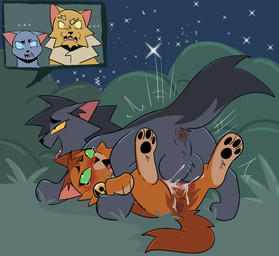 ambiguous_gender anus balls bell bell_collar blush bodily_fluids caught_in_the_act collar cum cum_drip cum_in_vagina cum_inside dripping drooling duo_focus ejaculation female female_feral female_penetrated feral feral_on_feral genital_fluids genitals group heart_eyes heart_symbol looking_up lying male male/female male_feral male_penetrating male_penetrating_female motion_lines on_back penetration penile penile_penetration penis penis_in_vagina quadruped saliva sex shocked tears tears_of_pleasure tongue tongue_out vaginal vaginal_penetration vulva young young_on_young conditional_dnp deadingdog warriors_(book_series) bluestar_(warriors) firestar_(warriors) graystripe_(warriors) lionheart_(warriors) digital_media_(artwork) hi_res trans_(lore) trans_man_(lore)