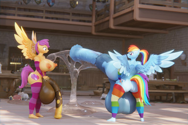 animal_genitalia animal_penis anthro balls big_balls big_breasts big_butt big_penis blue_body bodily_fluids breasts bubble_butt butt clothing duo equine_genitalia equine_penis excessive_genital_fluids excessive_precum furniture genital_fluids genitals gynomorph hair huge_balls huge_breasts huge_penis hyper hyper_balls hyper_genitalia hyper_penis inside intersex legwear mottled mottled_genitalia mottled_penis multicolored_clothing multicolored_hair multicolored_legwear nipples nude orange_body pattern_clothing pattern_legwear penis penis_size_difference precum precum_puddle purple_hair rainbow_clothing rainbow_hair rainbow_legwear spread_wings striped_clothing striped_legwear stripes table thigh_highs wings frostbound friendship_is_magic hasbro my_little_pony mythology rainbow_dash_(mlp) scootaloo_(mlp) equid equine mammal mythological_creature mythological_equine pegasus 2020 3:2 3d_(artwork) absurd_res blender_(artwork) digital_media_(artwork) hi_res story story_in_description