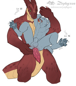 anal anal_penetration animal_genitalia anthro anthro_on_anthro anthro_penetrated anthro_penetrating anthro_penetrating_anthro anus attribute_theft balls biped bodily_fluids carrying_another carrying_partner claws countershade_torso countershading digitigrade dominant duo eyes_closed finger_claws fur genital_fluids genital_slit genitals green_eyes grey_balls grey_body grey_fur grey_sheath horn interspecies larger_dom larger_male level_difference level_drain level_number male male/male male_anthro male_penetrated male_penetrating male_penetrating_male monotone_background multicolored_body nude_anthro nude_male paws penetration penile penile_penetration penis_in_ass precum red_body reverse_stand_and_carry_position sex sheath simple_background size_difference size_theft smaller_male smaller_penetrated smile standing standing_sex tan_body toe_claws two_tone_body white_background zephyxus mythology hafnir_(zephyxus) canid canine mammal mythological_canine mythological_creature scalie werecanid werecanine werecreature werewolf 2026 digital_media_(artwork)