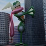 ambiguous_gender anthro building city city_background hiding macro macro_anthro outside scared sky solo cinderlo nintendo pokemon grenerous amphibian generation_6_pokemon greninja pokemon_(species) 1:1 3d_(artwork) digital_media_(artwork) hi_res