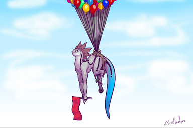 anthro balloon biped claws clothed clothed_anthro clothed_male clothing cloud day feet fingers holding_object inflatable looking_at_viewer male outside sky smile solo tail teeth toes lluisabadias dungeons_and_dragons hasbro wizards_of_the_coast yu'hiss lizardfolk_(dnd) lizardman scalie 2026 absurd_res digital_drawing_(artwork) digital_media_(artwork) hi_res