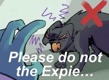 ambiguous_gender angry fangs feral feralized fur hissing open_mouth raised_fur simple_background solo teeth text wickflix please_do_not_the_cat scav_prototype canid experiment_(scav_prototype) hybrid mammal digital_media_(artwork) english_text meme
